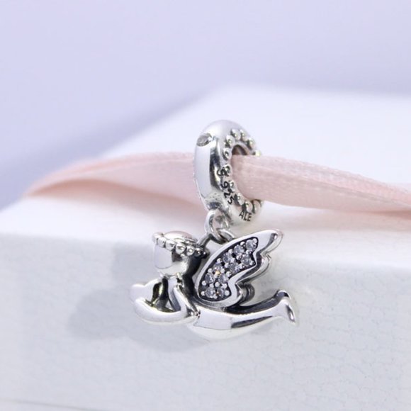 Pandora Angel of Love CZ Dangle Charm Sterling silver Moments Pendant - Picture 1 of 5